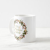 Monogramm Weihnachtsbecher Kranz Initiale Kaffeetasse (Vorderseite Links)