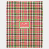 Monogramm-Weihnachtsdecke Klassischer Tartan-Akzen Fleecedecke (Vorderseite)