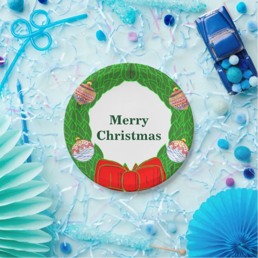 Monogramm Weihnachtsdruckpapier Teller 7" (Party)