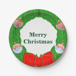 Monogramm Weihnachtsdruckpapier Teller 7"