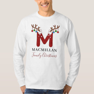 Monogramm Weihnachtsfeiertag Matching Family Vater T-Shirt