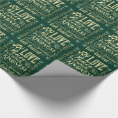 Monogramm Weihnachtsfrucht des Geistes Gold Grün Geschenkpapier (Ecke)