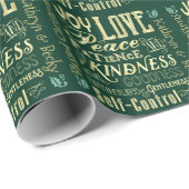 Monogramm Weihnachtsfrucht des Geistes Gold Grün Geschenkpapier (Rolleneckpunkt)