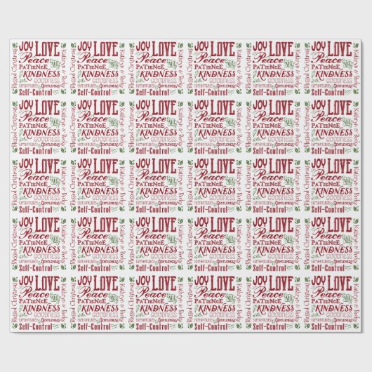 Monogramm Weihnachtsfrucht des Geistes Rot Grün Geschenkpapier (Flach)