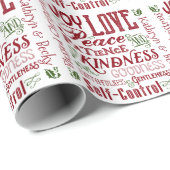 Monogramm Weihnachtsfrucht des Geistes Rot Grün Geschenkpapier (Rolleneckpunkt)