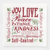 Monogramm Weihnachtsfrucht des Geistes Rot Grün Serviette (Vorderseite)