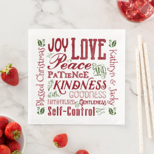 Monogramm Weihnachtsfrucht des Geistes Rot Grün Serviette