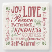 Monogramm Weihnachtsfrucht des Geistes Rot Grün Steinuntersetzer (Vorderseite)