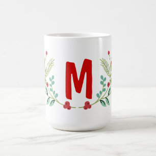 Monogramm Weihnachtsgrün-Design Kaffeetasse