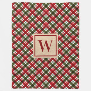 Monogramm-Weihnachtskariertuch Fleecedecke