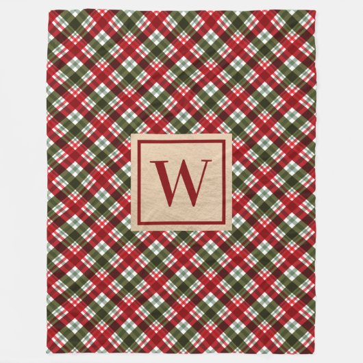 Monogramm-Weihnachtskariertuch Fleecedecke (Vorderseite)