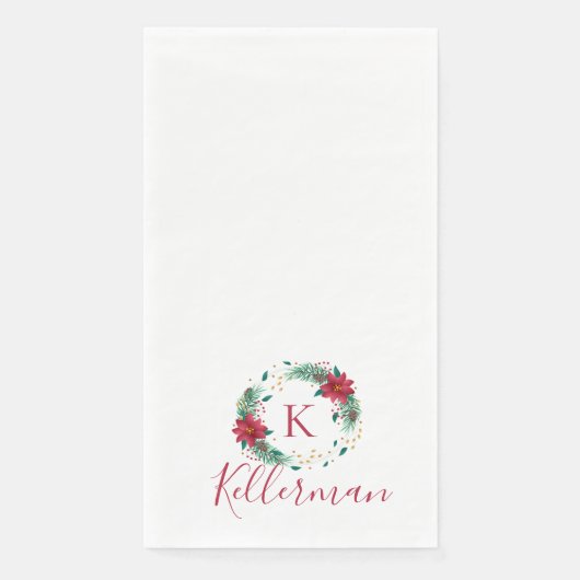 Monogramm Weihnachtskranz-Badehandtücher Serviette (Vorderseite)
