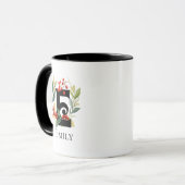Monogramm Weihnachtskranz Erstkaffee Tasse (Vorderseite Links)