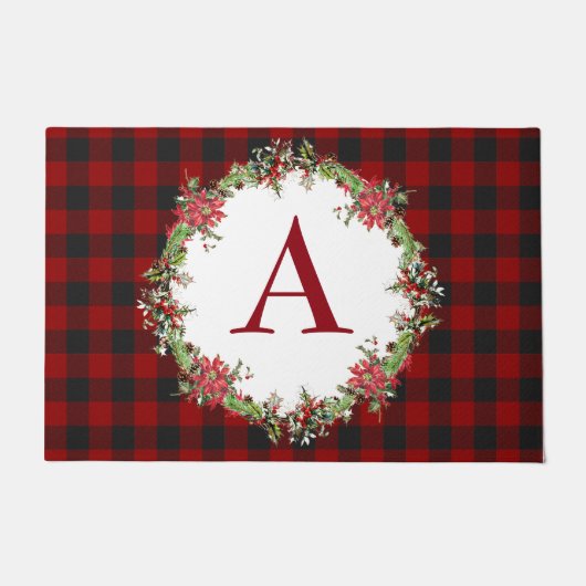 Monogramm-Weihnachtskranz Fußmatte (Vorderseite)