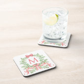 Monogramm-Weihnachtskranz Getränkeuntersetzer (Rechte Seite)
