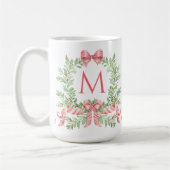 Monogramm-Weihnachtskranz Kaffeetasse (Links)