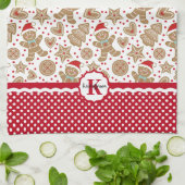 Monogramm Weihnachtsmann Lebkuchen Weihnachten Geschirrtuch (Gefaltet)
