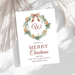 Monogramm Weihnachtsorangen Krängungsbow Non Foto Feiertagskarte