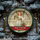 Monogramm-Weihnachtspapier-Teller Retro-Engel Mädc Pappteller