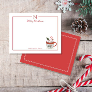 Monogramm Weihnachtsschreibwaren Familie Spaß Heiß Mitteilungskarte