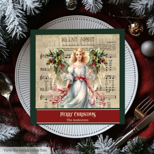 Monogramm-Weihnachtsservietten Retro-Engel-Feier Serviette