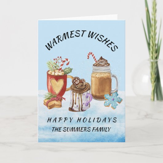 Monogramm Weihnachtswärme wünscht heißes Kakao Karte (Vorderseite)