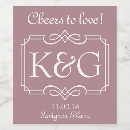 Monogramm Weinetikett für Hochzeiten (Einzelnes Label)