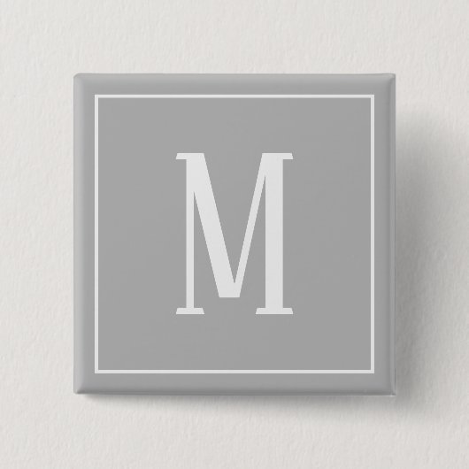 Monogramm Weiß am Grauen Quadrat Button (Vorderseite)