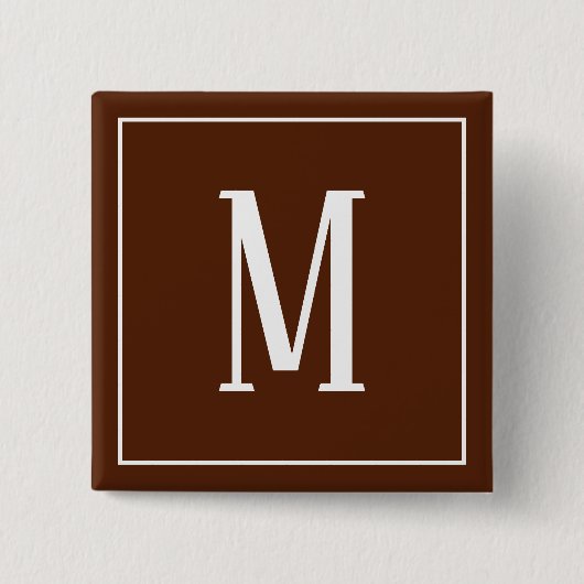 Monogramm Weiß auf braun-Quadrat-Taste Button (Vorderseite)