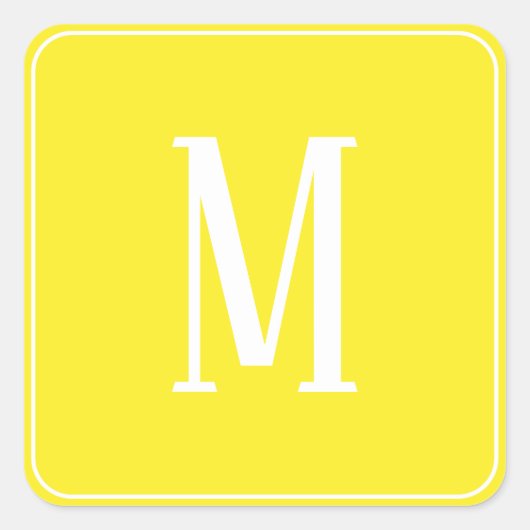 Monogramm Weiß auf der gelben Aufkleber (Vorderseite)