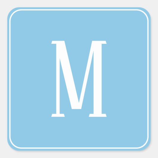Monogramm Weiß auf der hellblauen Aufkleber (Vorderseite)