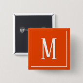 Monogramm Weiß auf der Schaltfläche Bright Orange Button (Vorne & Hinten)