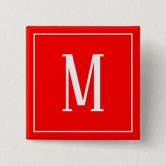 Monogramm Weiß auf der Schaltfläche Rotes Quadrat Button (Vorderseite)