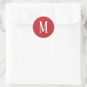 Monogramm weiß auf dunkelrotem Rundkleber Runder Aufkleber (Tasche)