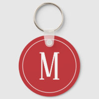 Monogramm Weiß auf dunkelrotem Schlüsselanhänger