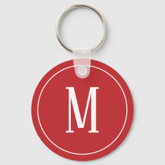 Monogramm Weiß auf dunkelrotem Schlüsselanhänger