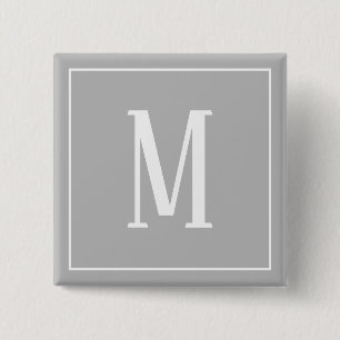 Monogramm Weiß auf Grau Quadratische Schaltfläche Button
