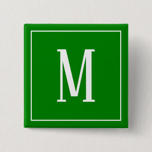 Monogramm weiß auf grünem quadratischen Knopf Button