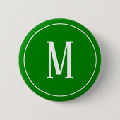 Monogramm-Weiß auf grünem rundem Knopf Button (Vorderseite)