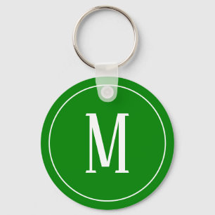Monogramm-Weiß auf grünem Schlüsselanhänger