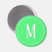 Monogramm Weiß auf Hellgrün Rundmagnet Magnet (Vorderseite/Rückseite)