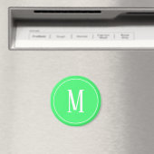 Monogramm Weiß auf Hellgrün Rundmagnet Magnet (In Situ (Geschirrspüler))