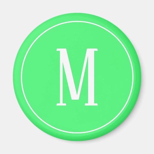 Monogramm Weiß auf Hellgrün Rundmagnet Magnet (Vorne)