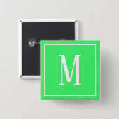 Monogramm Weiß auf hellgrünem Knopf Button (Vorne & Hinten)