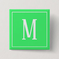 Monogramm Weiß auf hellgrünem Knopf