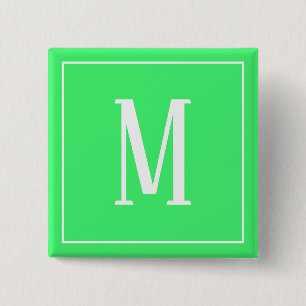 Monogramm Weiß auf hellgrünem Knopf Button