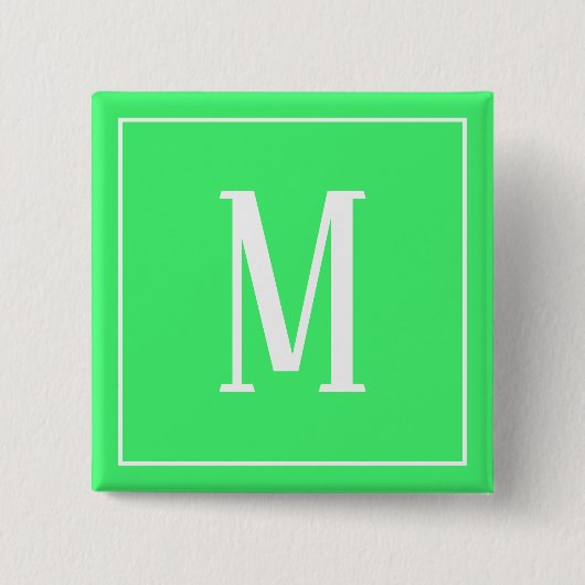 Monogramm Weiß auf hellgrünem Knopf Button (Vorderseite)