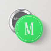 Monogramm-Weiß auf hellgrünem rundem Knopf Button (Vorne & Hinten)