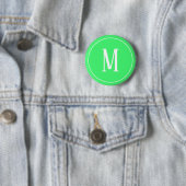Monogramm-Weiß auf hellgrünem rundem Knopf Button (Beispiel)