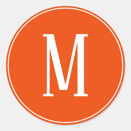 Monogramm-Weiß auf Leuchtorange-rundem Aufkleber (Vorderseite)